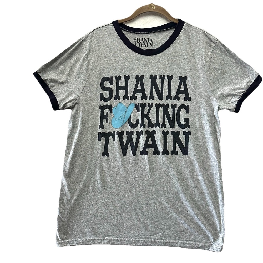 Shania F*cking Twain Ringer T Shirt Women's L Large Gray Country Concert Merch